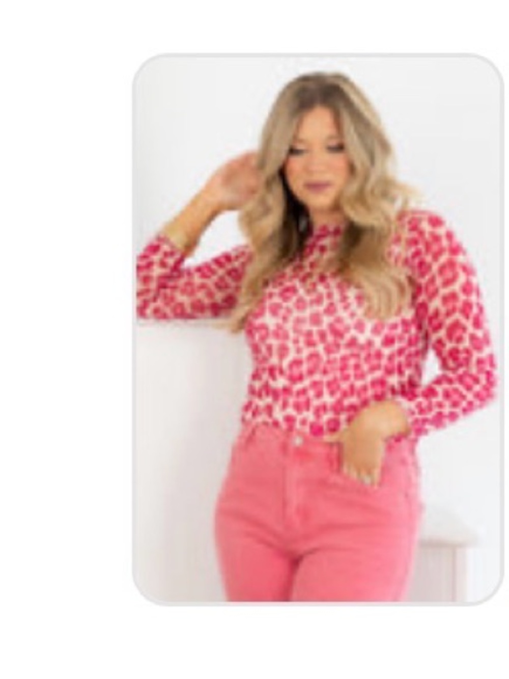 Women’s Cream and Hot Pink Leopard Print Sheer Top—One Size